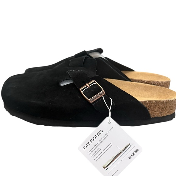 Birkenstock Shoes - Birkenstock Boston Black Soft Footbed Clogs Size 40